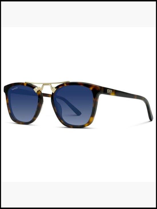 Oversized Square Polarized Acetate Sunglasses with Metal Double-Bar Bridge